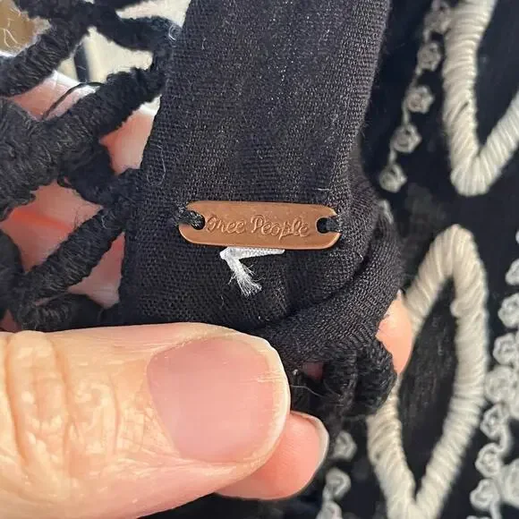 Free People Dusk Til Dawn Mini Dress Black And White Boho Dress Size S - Picture 10 of 10